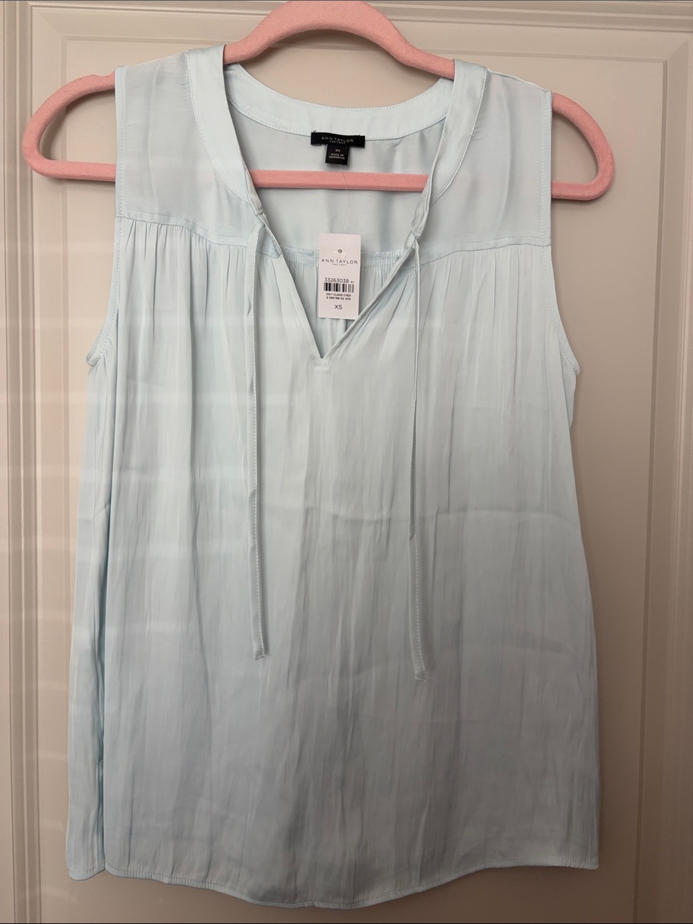 Ann Taylor Pale Blue Sleeveless Tie-Front Camisole